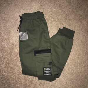 Army green cargo joggers